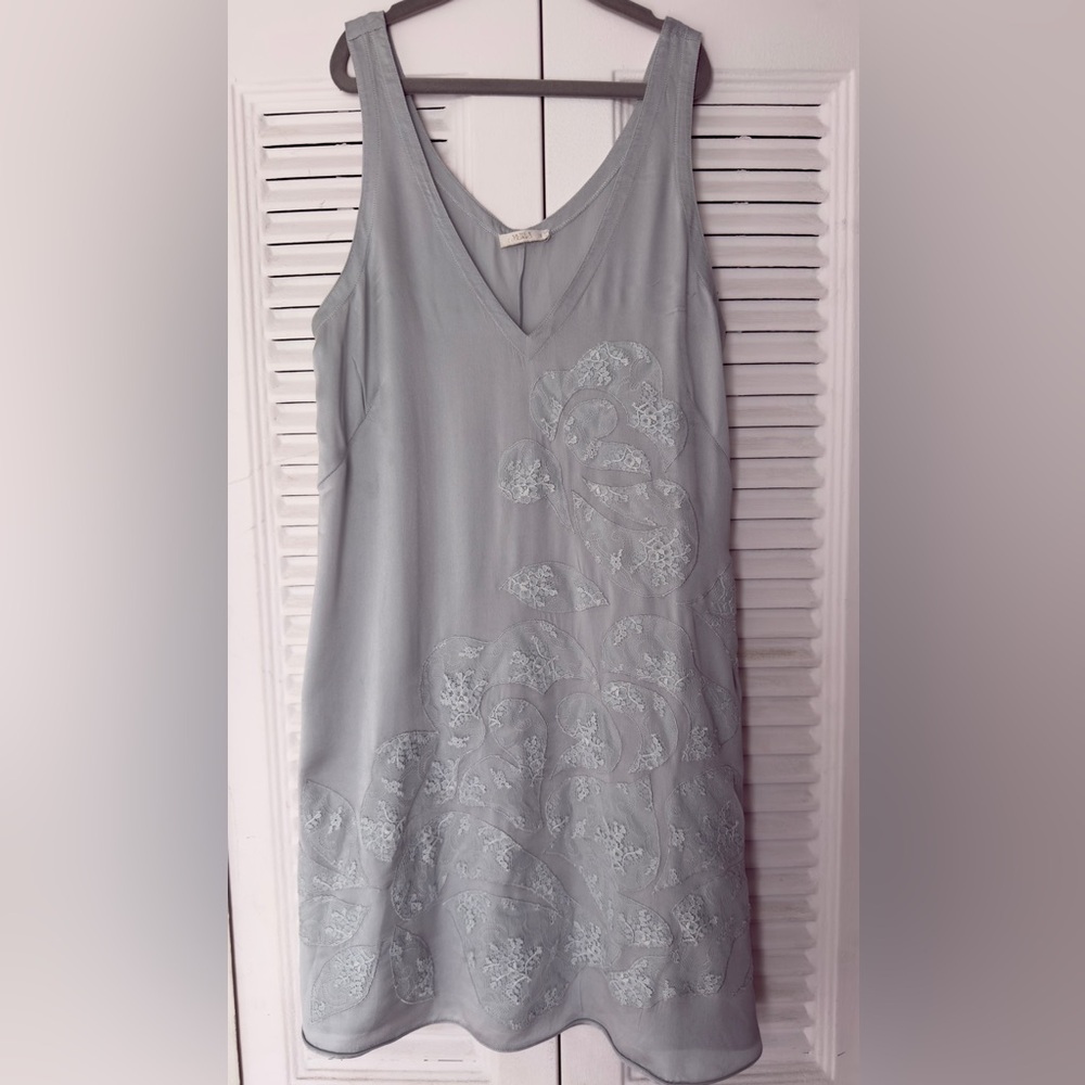 La Perla Vintage 100% Silk Lingerie Slip Dress lace appliqué Size 1